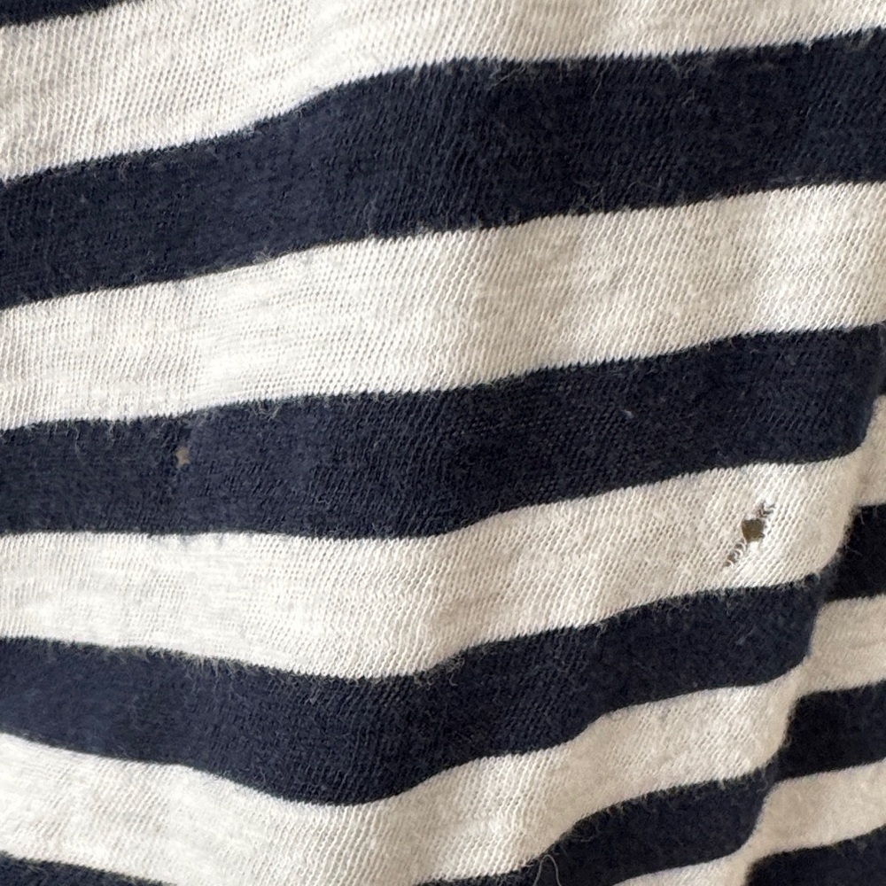 Caslon Navy and White Striped Short Flutter Sleeve Top - Picture 4 of 6